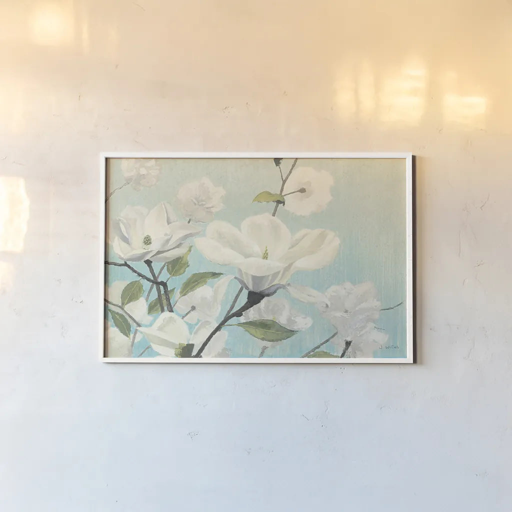 Southern Blossoms II by James Wiens. shown as a paper print in a white frame. Available as a archival giclee rolled canvas, fine art paper, or poster print. SKU 12254i.