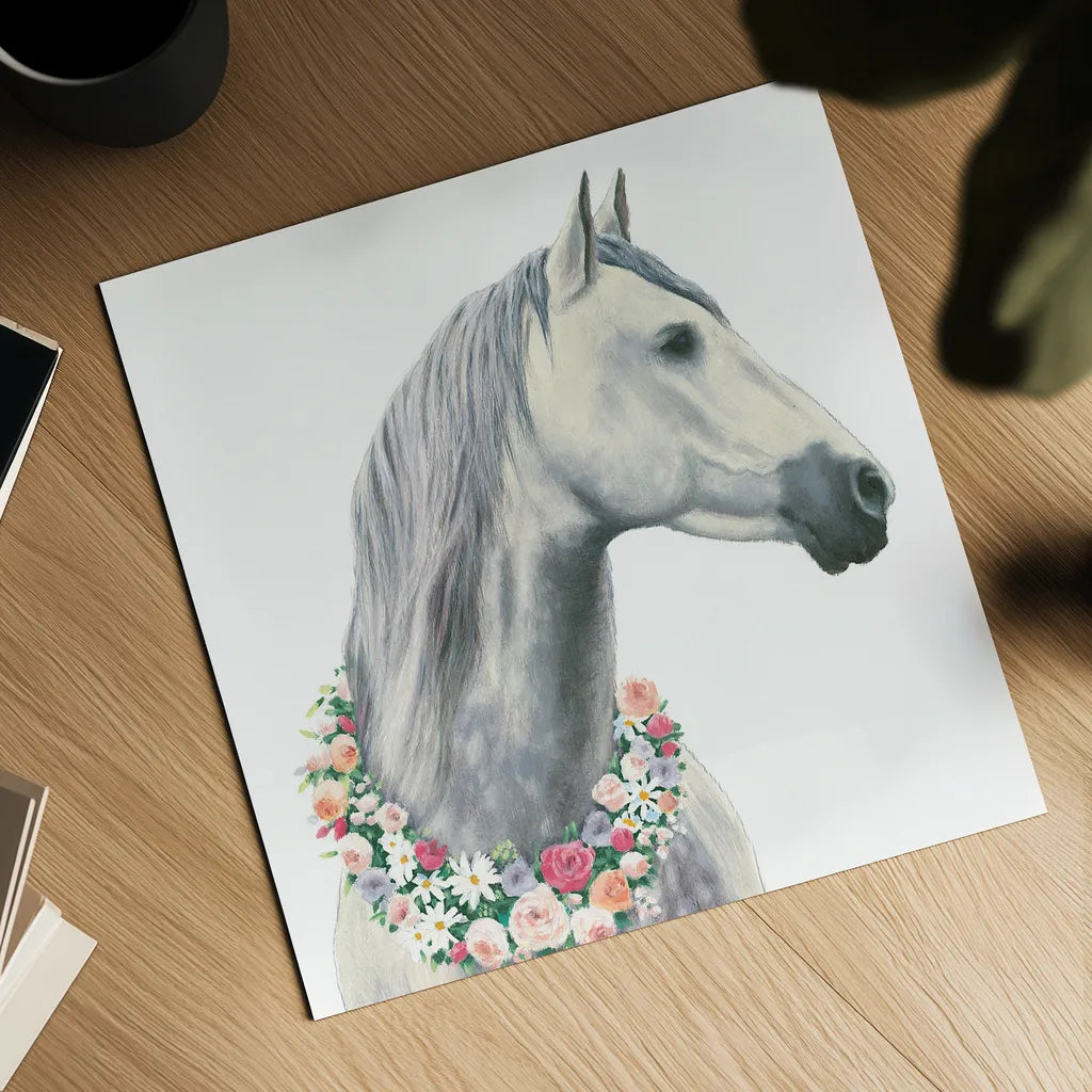 Spirit Stallion I Square by James Wiens. Shown as a detailed flat fine art print, highlighting archival giclee quality. Available as an archival giclee rolled canvas, fine art paper, or poster print. SKU 30124a.