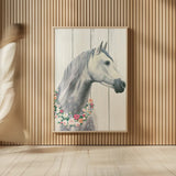 Spirit Stallion I on Wood no Lace by James Wiens. shown as over sized large wall art. Available as an archival giclee rolled canvas, fine art paper, or poster print. SKU 30595h.