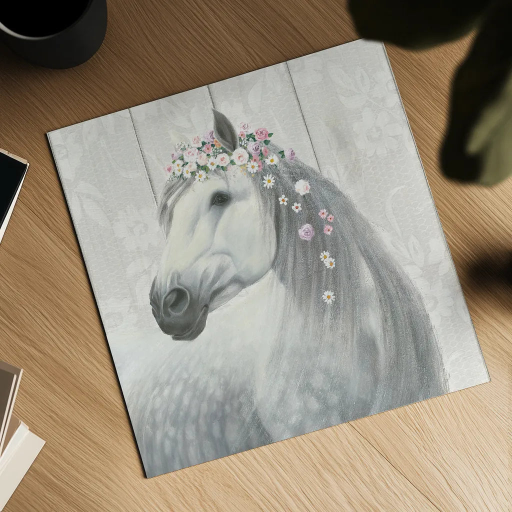 Spirit Stallion II on wood Square by James Wiens. Shown as a detailed flat fine art print, highlighting archival giclee quality. Available as an archival giclee rolled canvas, fine art paper, or poster print. SKU 30123a.