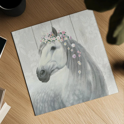 Spirit Stallion II on wood Square by James Wiens. Shown as a detailed flat fine art print, highlighting archival giclee quality. Available as an archival giclee rolled canvas, fine art paper, or poster print. SKU 30123a.