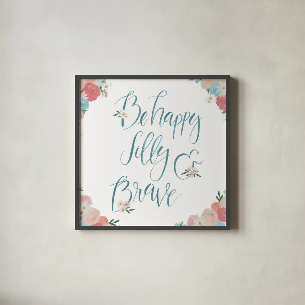 Spirit Stallion III Blush and Teal by James Wiens. Shown in a sleek black glass frame for a contemporary gallery look. Available as an archival giclee rolled canvas, fine art paper, or poster print. SKU 32248a.