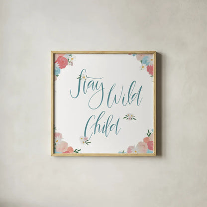 Spirit Stallion VI Blush and Teal by James Wiens. Shown in a natural wood glass frame for a timeless modern aesthetic. Available as an archival giclee rolled canvas, fine art paper, or poster print. SKU 32251a.