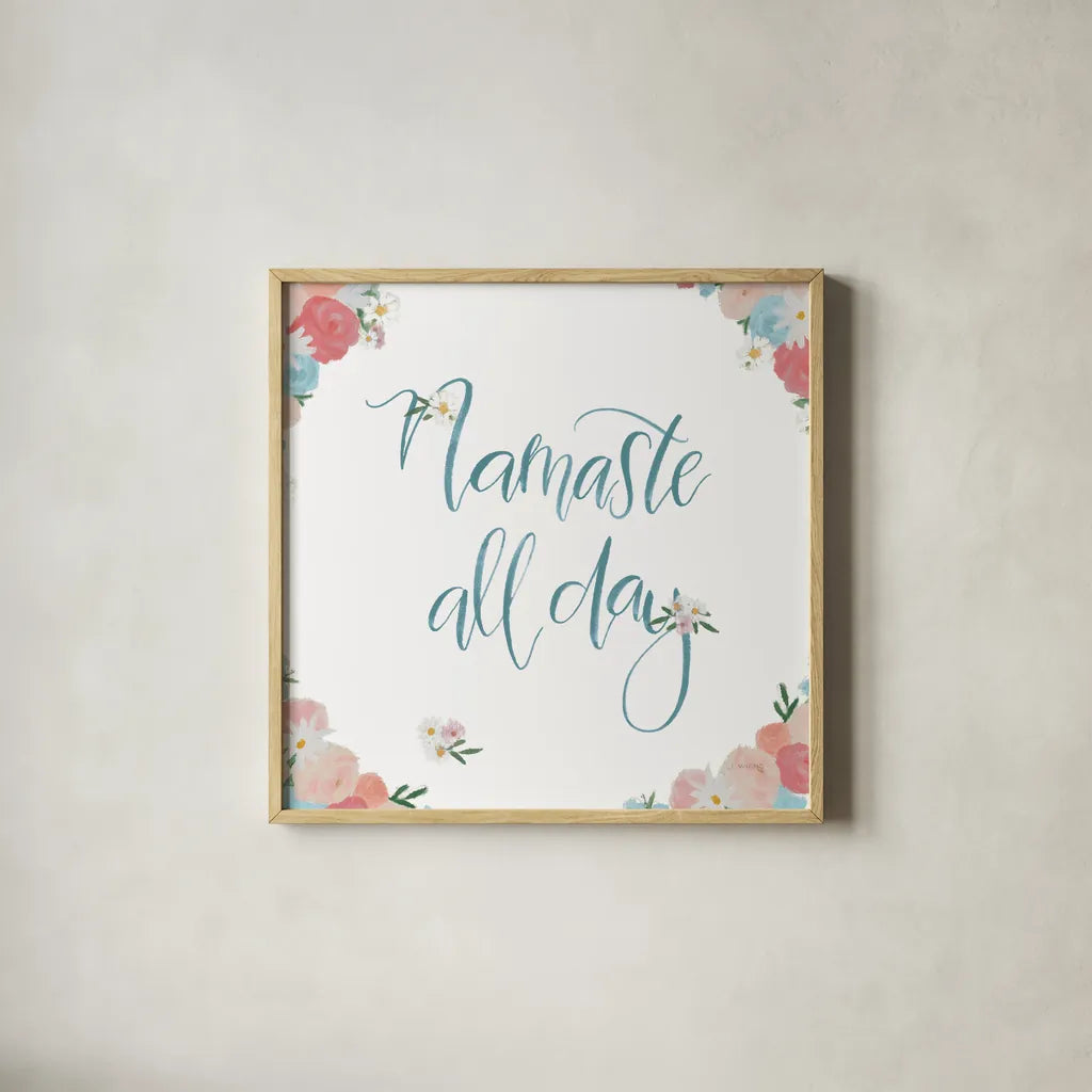 Spirit Stallion VIII Blush and Teal by James Wiens. Shown in a natural wood glass frame for a timeless modern aesthetic. Available as an archival giclee rolled canvas, fine art paper, or poster print. SKU 32253a.