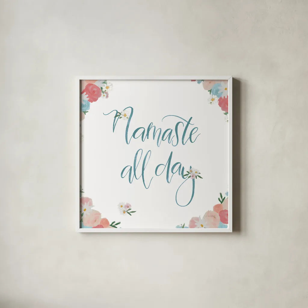 Spirit Stallion VIII Blush and Teal by James Wiens. Shown in a crisp white glass frame for a clean and minimalist style. Available as an archival giclee rolled canvas, fine art paper, or poster print. SKU 32253a.