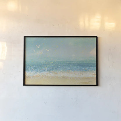 Splatter Beach I by James Wiens. shown as a paper print in a black flame. Available as a archival giclee rolled canvas, fine art paper, or poster print. SKU 20388i.