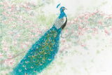 Spring Peacock I Pink Flowers by James Wiens. SKU 24335i. Archival Giclee Fine art print for wall decor.