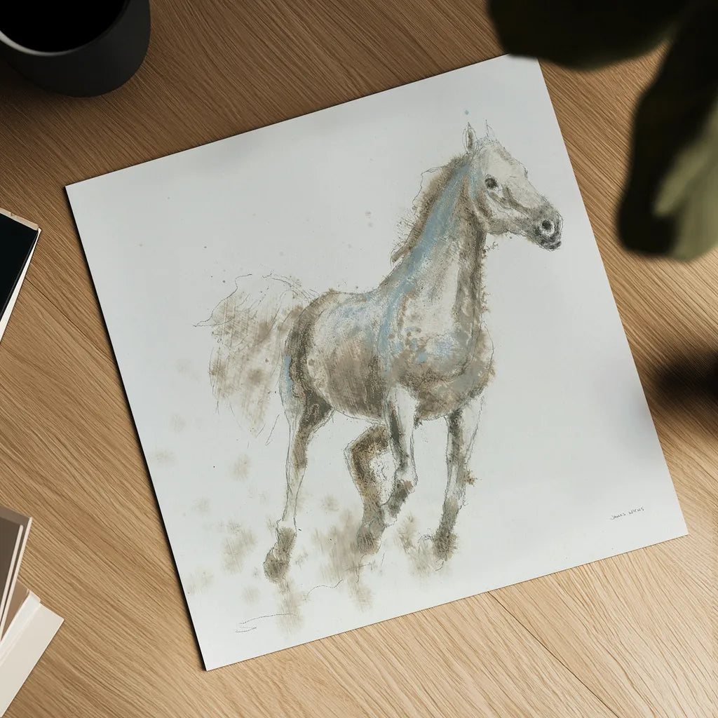 Stallion I by James Wiens. Shown as a detailed flat fine art print, highlighting archival giclee quality. Available as an archival giclee rolled canvas, fine art paper, or poster print. SKU 24005a.