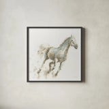 Stallion I by James Wiens. Shown in a sleek black glass frame for a contemporary gallery look. Available as an archival giclee rolled canvas, fine art paper, or poster print. SKU 24005a.