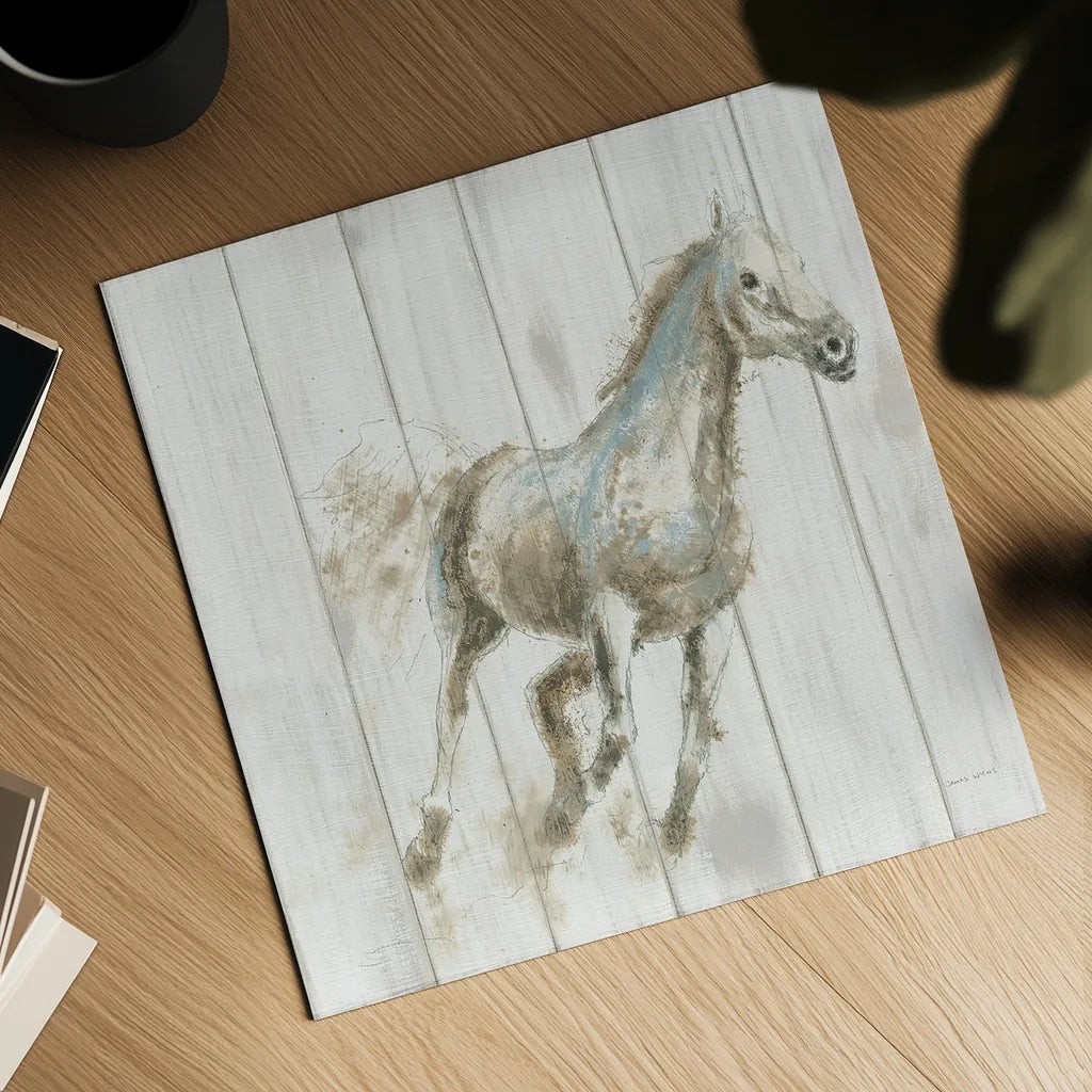 Stallion I on Birch by James Wiens. Shown as a detailed flat fine art print, highlighting archival giclee quality. Available as an archival giclee rolled canvas, fine art paper, or poster print. SKU 24282a.