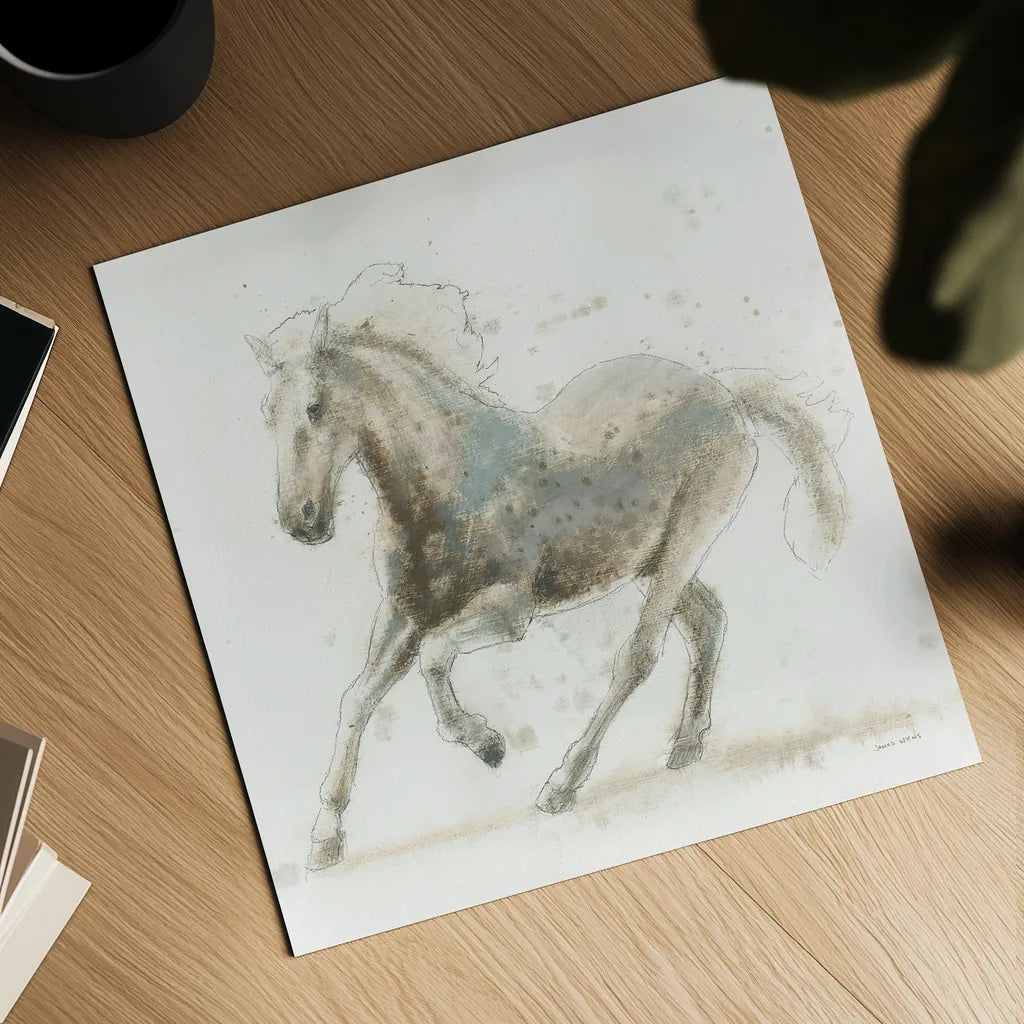 Stallion II by James Wiens. Shown as a detailed flat fine art print, highlighting archival giclee quality. Available as an archival giclee rolled canvas, fine art paper, or poster print. SKU 24006a.