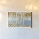 Summer Birches by James Wiens. shown as a paper print in a white frame. Available as a archival giclee rolled canvas, fine art paper, or poster print. SKU 25440i.