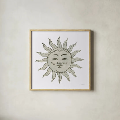 Sun by James Wiens. Shown in a natural wood glass frame for a timeless modern aesthetic. Available as an archival giclee rolled canvas, fine art paper, or poster print. SKU 76374a.