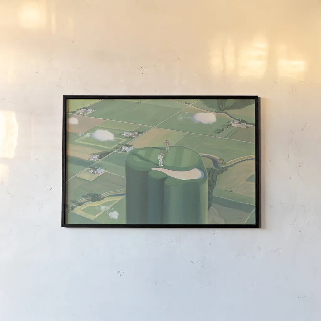 Tee it Up by James Wiens. shown as a paper print in a black flame. Available as a archival giclee rolled canvas, fine art paper, or poster print. SKU 54895i.