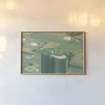 Tee it Up by James Wiens. shown as a paper print in a natural frame. Available as a archival giclee rolled canvas, fine art paper, or poster print. SKU 54895i.