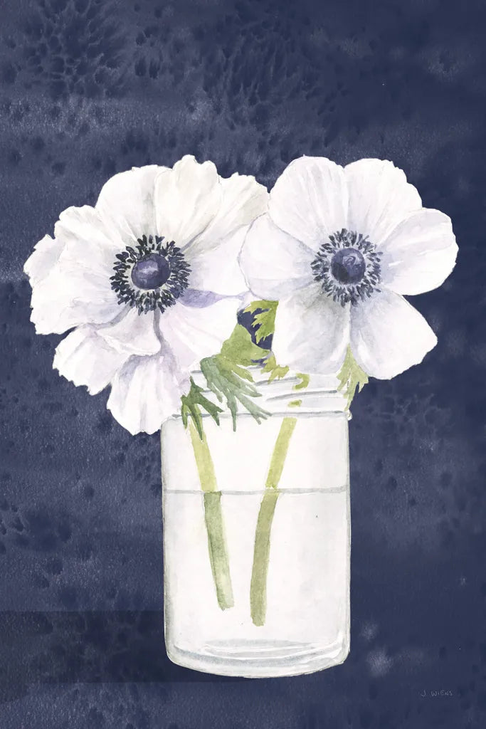 Tranquil Blossoms I Navy by James Wiens. SKU 57272h. Archival Giclee Fine art print for wall decor.