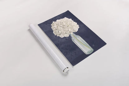 Tranquil Blossoms II Navy by James Wiens. shown as a rolled paper print. Available as archival giclee rolled canvas, fine art paper, or poster print. SKU 56056h.