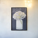 Tranquil Blossoms III Navy by James Wiens. shown as a paper print in a black flame. Available as a archival giclee rolled canvas, fine art paper, or poster print. SKU 57273h.
