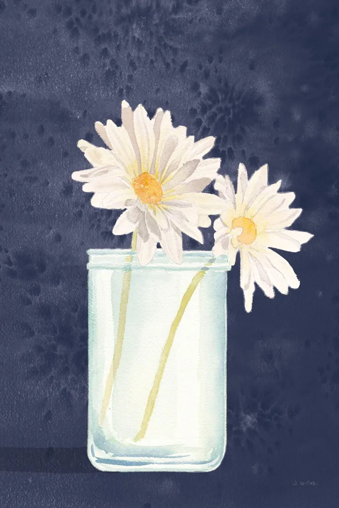 Tranquil Blossoms IV Navy by James Wiens. SKU 57274h. Archival Giclee Fine art print for wall decor.