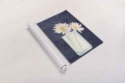 Tranquil Blossoms IV Navy by James Wiens. shown as a rolled paper print. Available as archival giclee rolled canvas, fine art paper, or poster print. SKU 57274h.