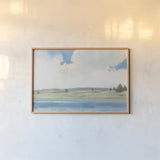 Tranquil Landscape by James Wiens. shown as a paper print in a natural frame. Available as a archival giclee rolled canvas, fine art paper, or poster print. SKU 75176i.