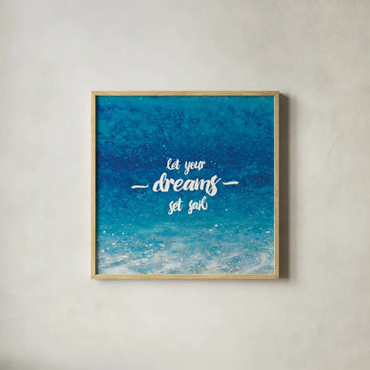 Underwater Quotes II by James Wiens. Shown in a natural wood glass frame for a timeless modern aesthetic. Available as an archival giclee rolled canvas, fine art paper, or poster print. SKU 18969a.