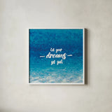 Underwater Quotes II by James Wiens. Shown in a crisp white glass frame for a clean and minimalist style. Available as an archival giclee rolled canvas, fine art paper, or poster print. SKU 18969a.
