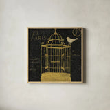 Via Paris III Gold by James Wiens. Shown in a natural wood glass frame for a timeless modern aesthetic. Available as an archival giclee rolled canvas, fine art paper, or poster print. SKU 33412a.