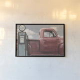 Vintage Truck I by James Wiens. shown as a paper print in a black flame. Available as a archival giclee rolled canvas, fine art paper, or poster print. SKU 83532i.