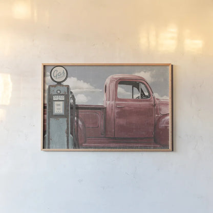 Vintage Truck I by James Wiens. shown as a paper print in a natural frame. Available as a archival giclee rolled canvas, fine art paper, or poster print. SKU 83532i.