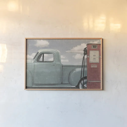 Vintage Truck II by James Wiens. shown as a paper print in a natural frame. Available as a archival giclee rolled canvas, fine art paper, or poster print. SKU 83533i.