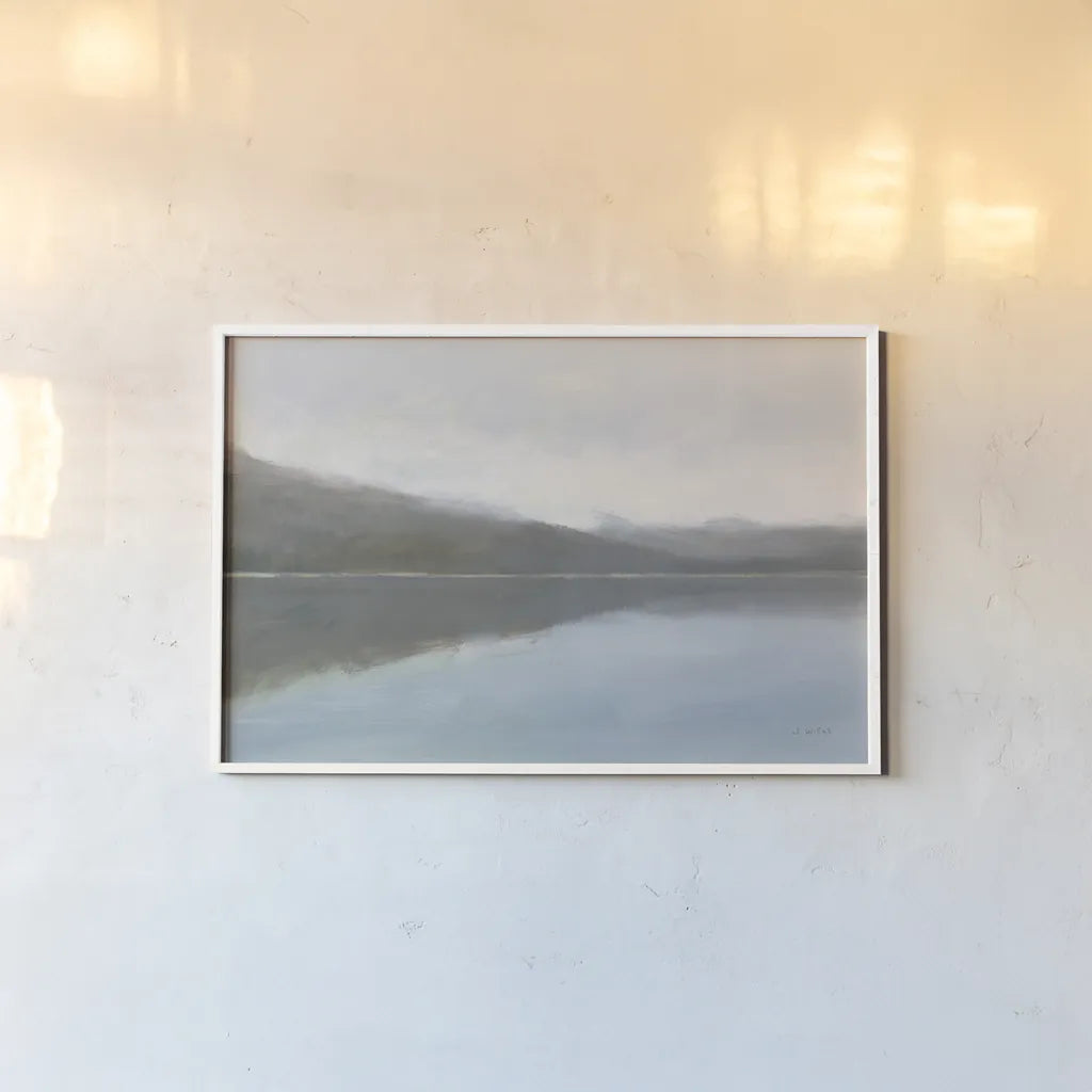 Warm Reflections by James Wiens. shown as a paper print in a white frame. Available as a archival giclee rolled canvas, fine art paper, or poster print. SKU 75178i.
