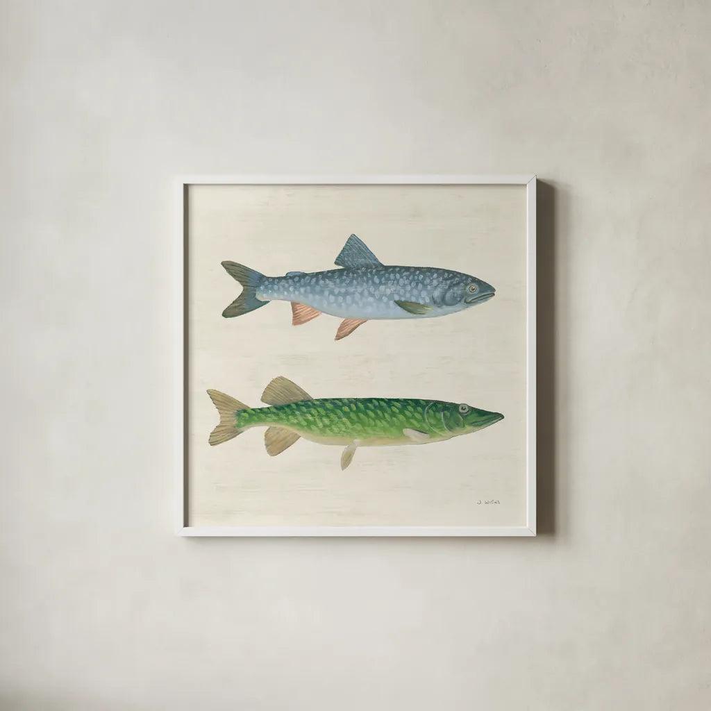 Waters Edge I by James Wiens. Shown in a crisp white glass frame for a clean and minimalist style. Available as an archival giclee rolled canvas, fine art paper, or poster print. SKU 95388a.