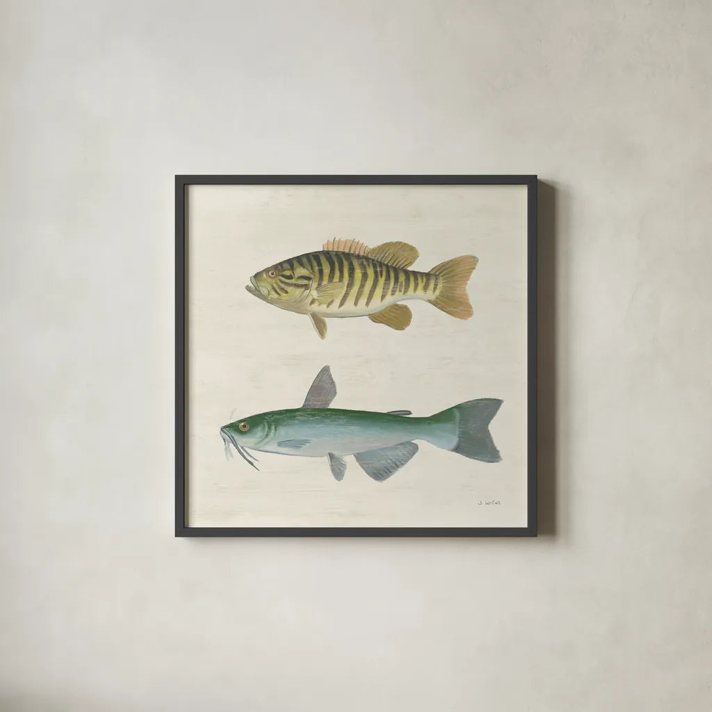 Waters Edge II by James Wiens. Shown in a sleek black glass frame for a contemporary gallery look. Available as an archival giclee rolled canvas, fine art paper, or poster print. SKU 95389a.