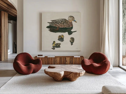Waters Edge III by James Wiens. Shown as extra-large giant wall art in a modern living room. Available as an archival giclee rolled canvas, fine art paper, or poster print. SKU 95390a.