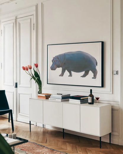 Wild and Free IV by James Wiens. shown as a framed stretched canvas in a living room above a console. Available as a archival giclee rolled canvas, fine art paper, or poster print. SKU 66114i.