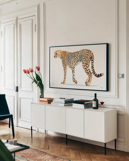 Wild and Free VII Bold by James Wiens. shown as a framed stretched canvas in a living room above a console. Available as a archival giclee rolled canvas, fine art paper, or poster print. SKU 69078i.