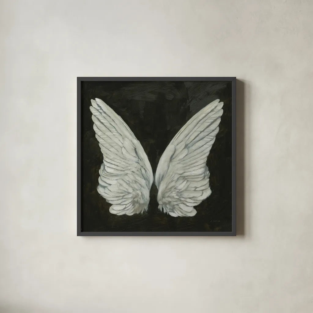 Wings I by James Wiens. Shown in a sleek black glass frame for a contemporary gallery look. Available as an archival giclee rolled canvas, fine art paper, or poster print. SKU 74179a.