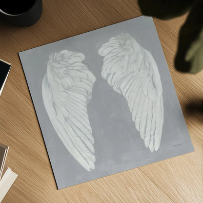 Wings I on Gray Flipped by James Wiens. Shown as a detailed flat fine art print, highlighting archival giclee quality. Available as an archival giclee rolled canvas, fine art paper, or poster print. SKU 80197a.