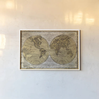 Worldwide I by James Wiens. shown as a paper print in a white frame. Available as a archival giclee rolled canvas, fine art paper, or poster print. SKU 16699i.
