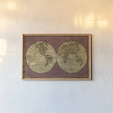 Worldwide I Marsala Gold by James Wiens. shown as a paper print in a natural frame. Available as a archival giclee rolled canvas, fine art paper, or poster print. SKU 33417i.
