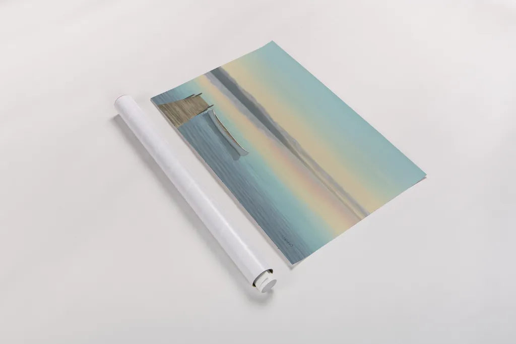 Zen Canoe I by James Wiens. shown as a rolled paper print. Available as archival giclee rolled canvas, fine art paper, or poster print. SKU 20449i.