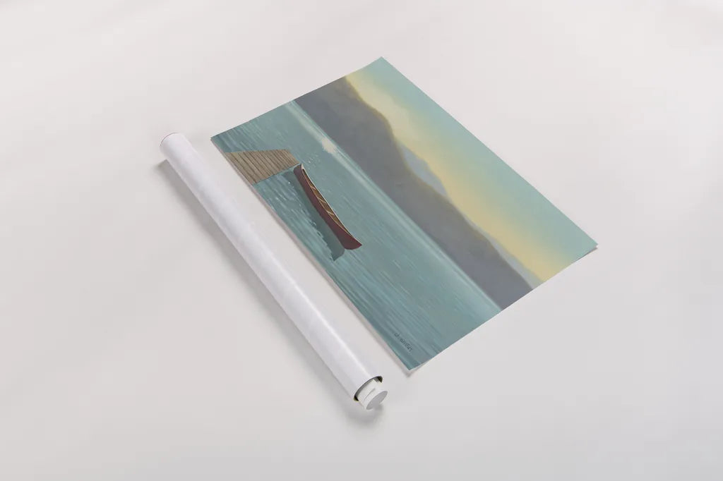 Zen Canoe II by James Wiens. shown as a rolled paper print. Available as archival giclee rolled canvas, fine art paper, or poster print. SKU 18508i.