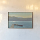 Zen Canoe II by James Wiens. shown as a paper print in a natural frame. Available as a archival giclee rolled canvas, fine art paper, or poster print. SKU 18508i.