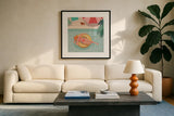 Beach Babes II by Janelle Penner. Displayed in a glass frame with matte in a clean modern living room. Available as an archival giclee rolled canvas, fine art paper, or poster print. SKU 67176a.