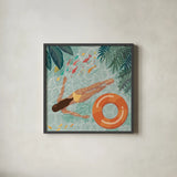 Beach Babes IV by Janelle Penner. Shown in a sleek black glass frame for a contemporary gallery look. Available as an archival giclee rolled canvas, fine art paper, or poster print. SKU 67178a.
