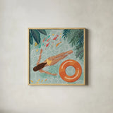 Beach Babes IV by Janelle Penner. Shown in a natural wood glass frame for a timeless modern aesthetic. Available as an archival giclee rolled canvas, fine art paper, or poster print. SKU 67178a.