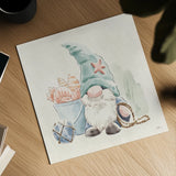 Beach Gnomes II by Janelle Penner. Shown as a detailed flat fine art print, highlighting archival giclee quality. Available as an archival giclee rolled canvas, fine art paper, or poster print. SKU 73703a.