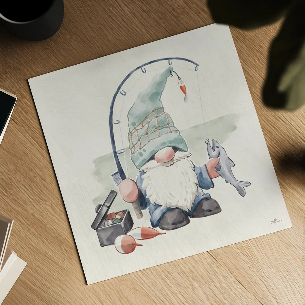 Beach Gnomes III by Janelle Penner. Shown as a detailed flat fine art print, highlighting archival giclee quality. Available as an archival giclee rolled canvas, fine art paper, or poster print. SKU 75096a.