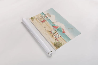 Beach Time I by Janelle Penner. shown as a rolled paper print. Available as archival giclee rolled canvas, fine art paper, or poster print. SKU 44257i.